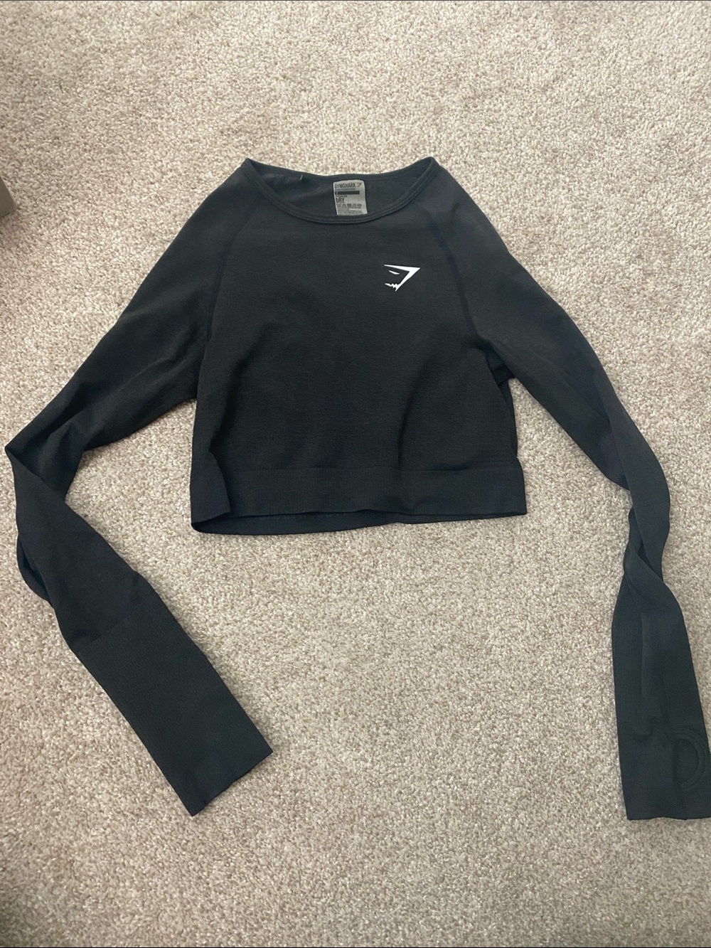 Gymshark Black Long Sleeve Cropped Performance Top